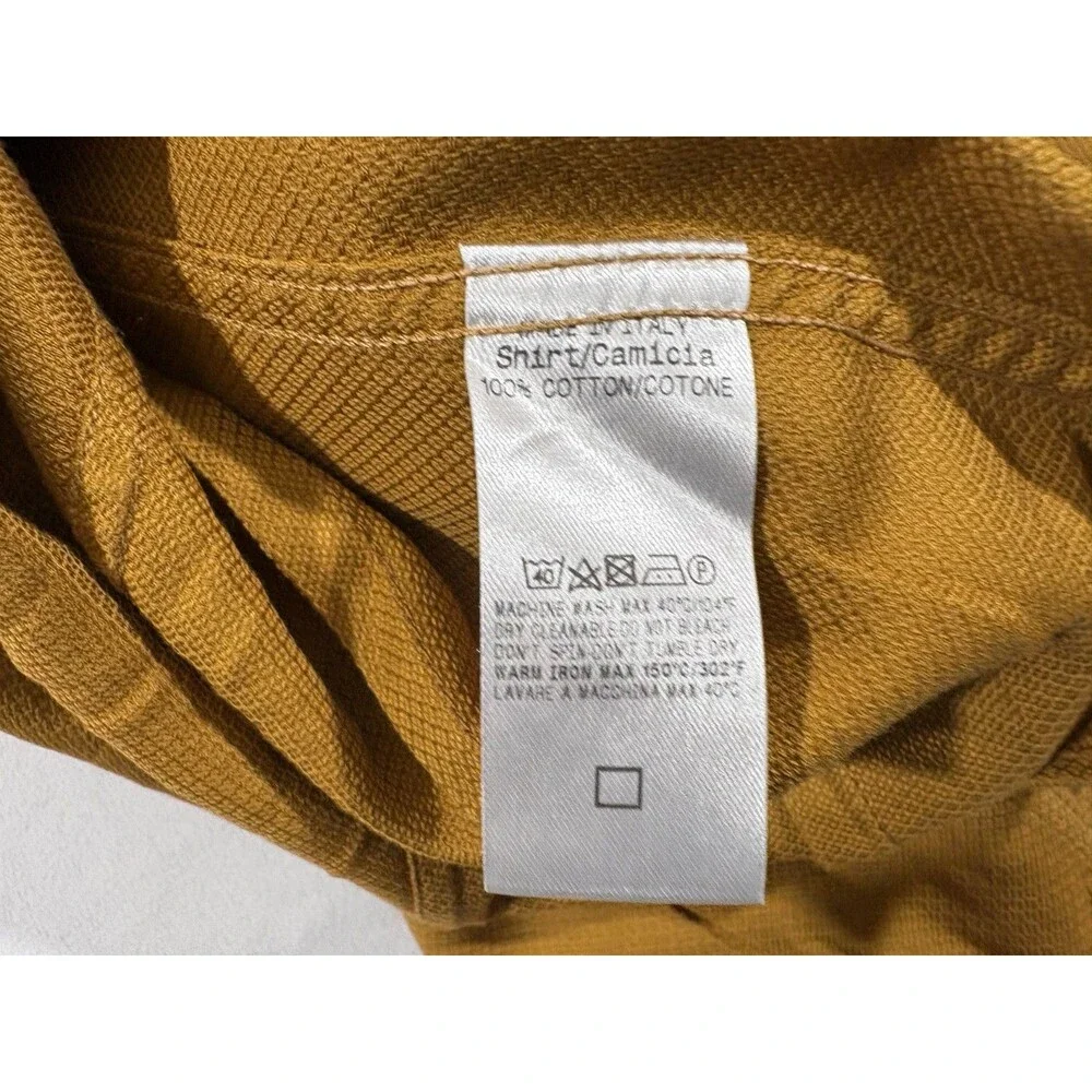 Gucci Mens Yellow Gold Long Sleeve Button Shirt Casual Cotton Sz 39 Italy Stain